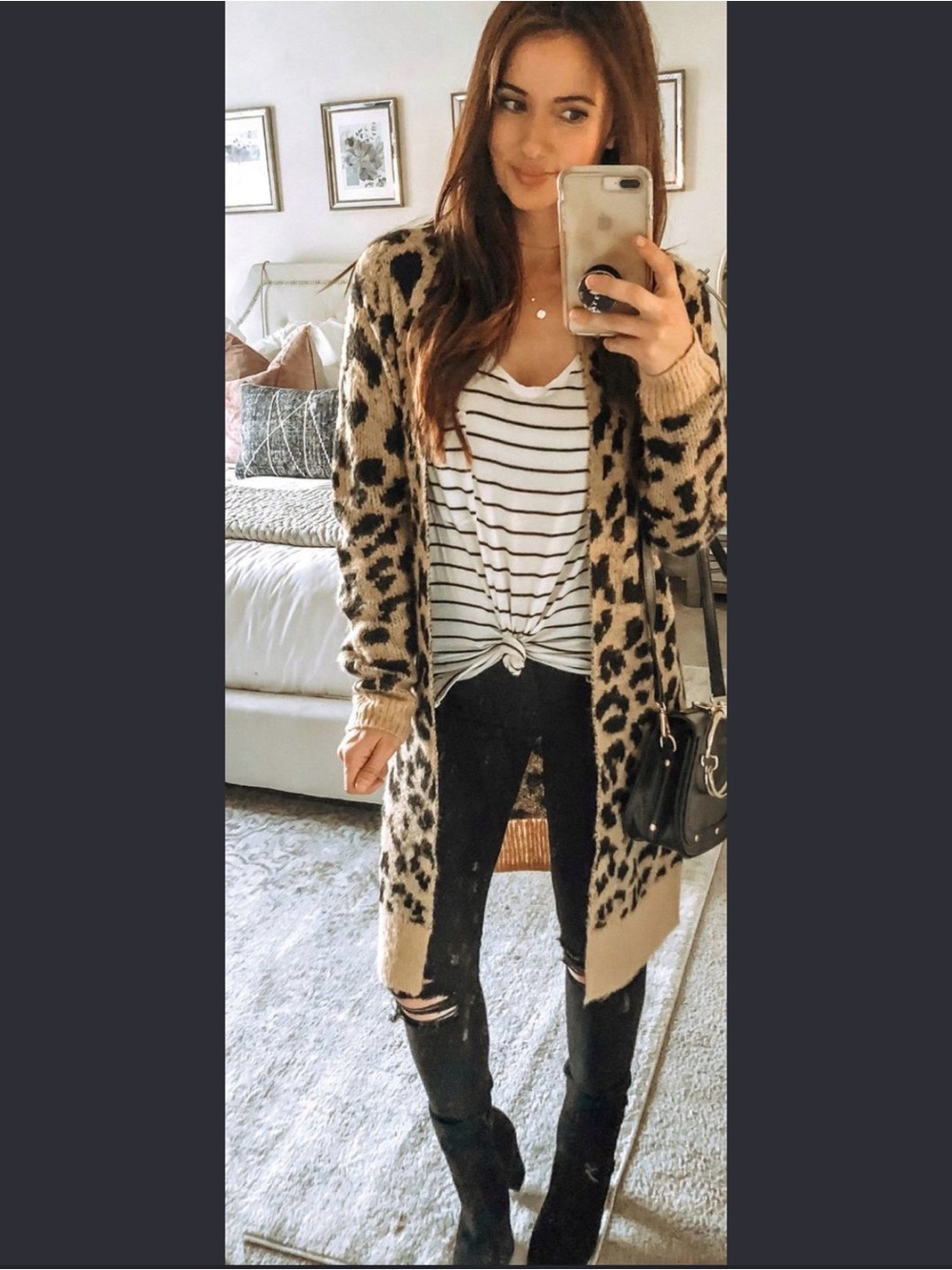 Say What? Leopard Print Open-Front Cardigan - Camel/Black
